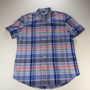 US Polo ASSN Plaid‎ Shirt Men's Size L Short Sleeve Button Down Pony Preppy